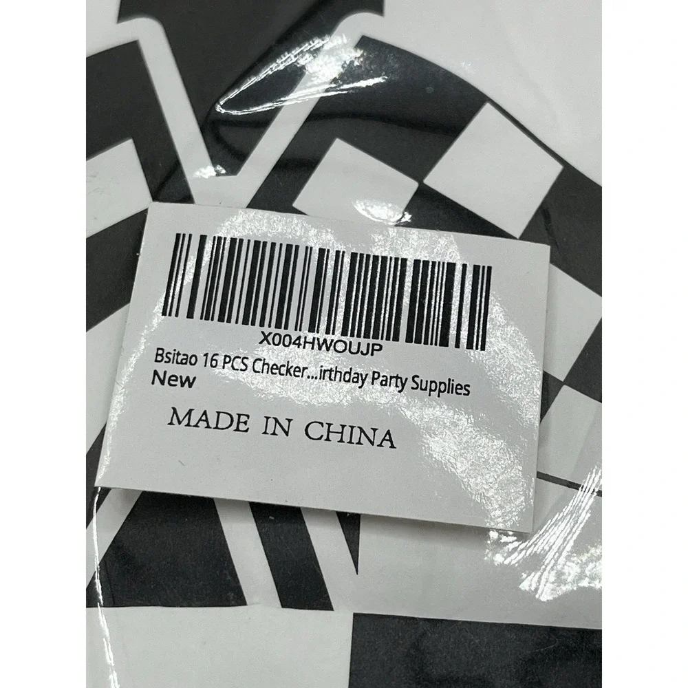 16Pcs Checkered with Flags Race Car Party Favor Bags, Black and‎ White 8x6x3 in.